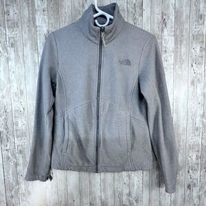 The North Face Womens Gray Full Zip Jacket size S/P Small Petite Fleece Coat